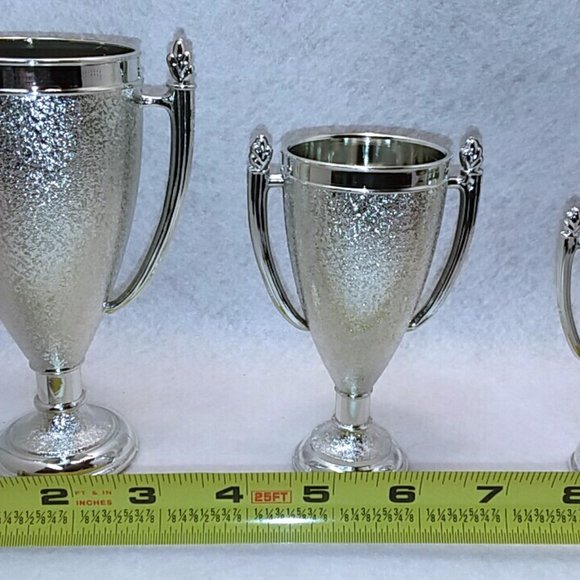 COPY - 3 New Plastic Silver Trophy Award Cups - Picture 5 of 6